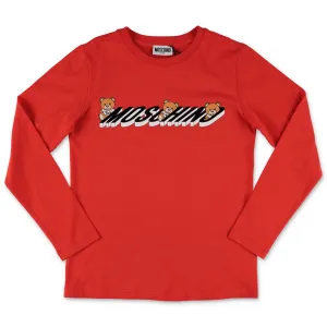 Moschino Kids Teddy Logo Print Long Sleeve T-Shirt