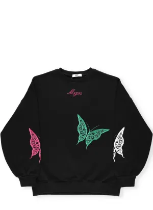 MSGM Kids Butterfly Embroidered Sweatshirt