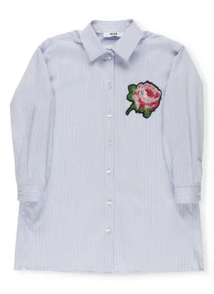 MSGM Kids Flower Patch Striped Shirt Dress