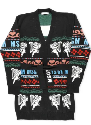 MSGM Kids Graphic Intarsia Cardigan