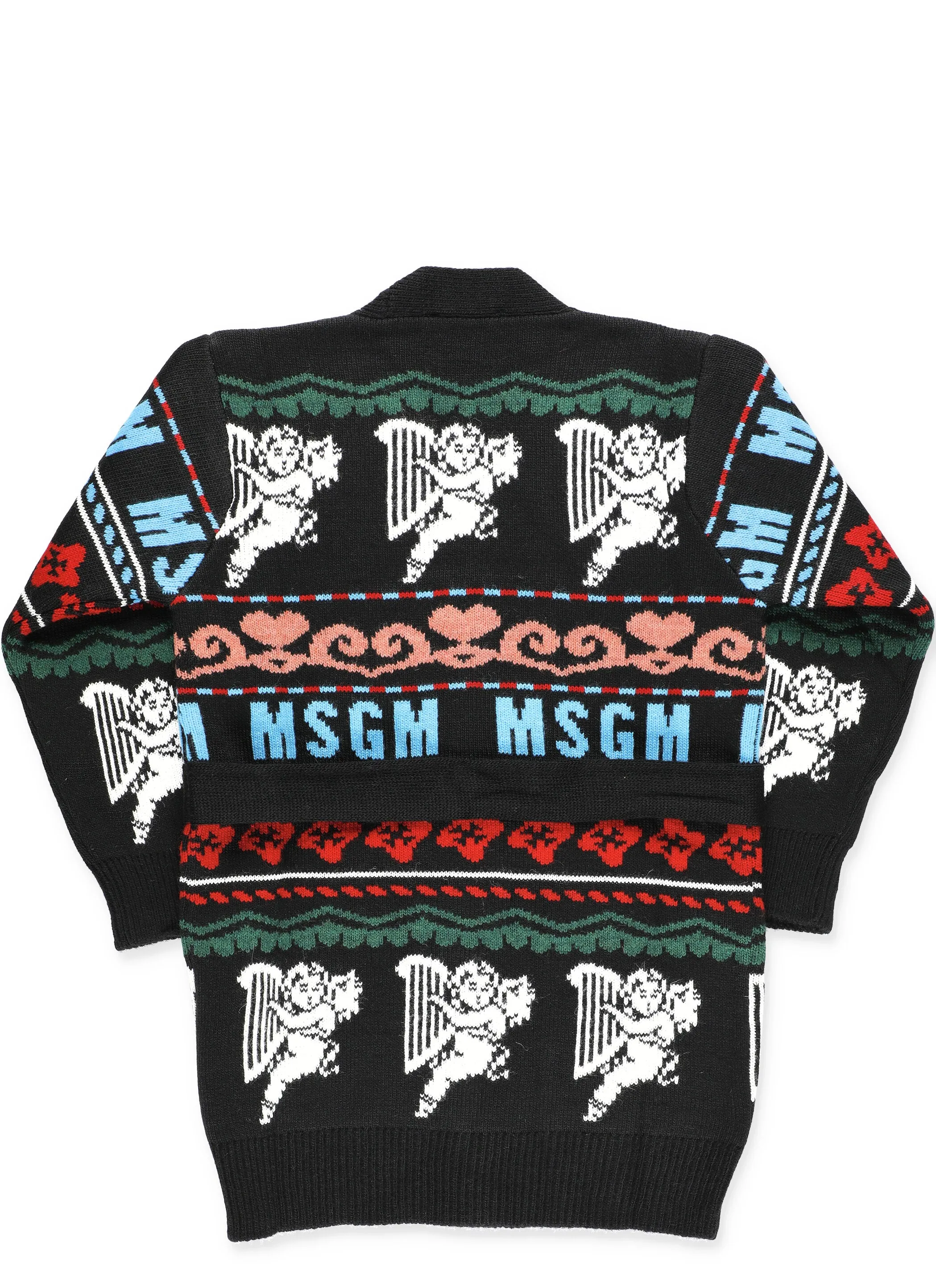 MSGM Kids Graphic Intarsia Cardigan