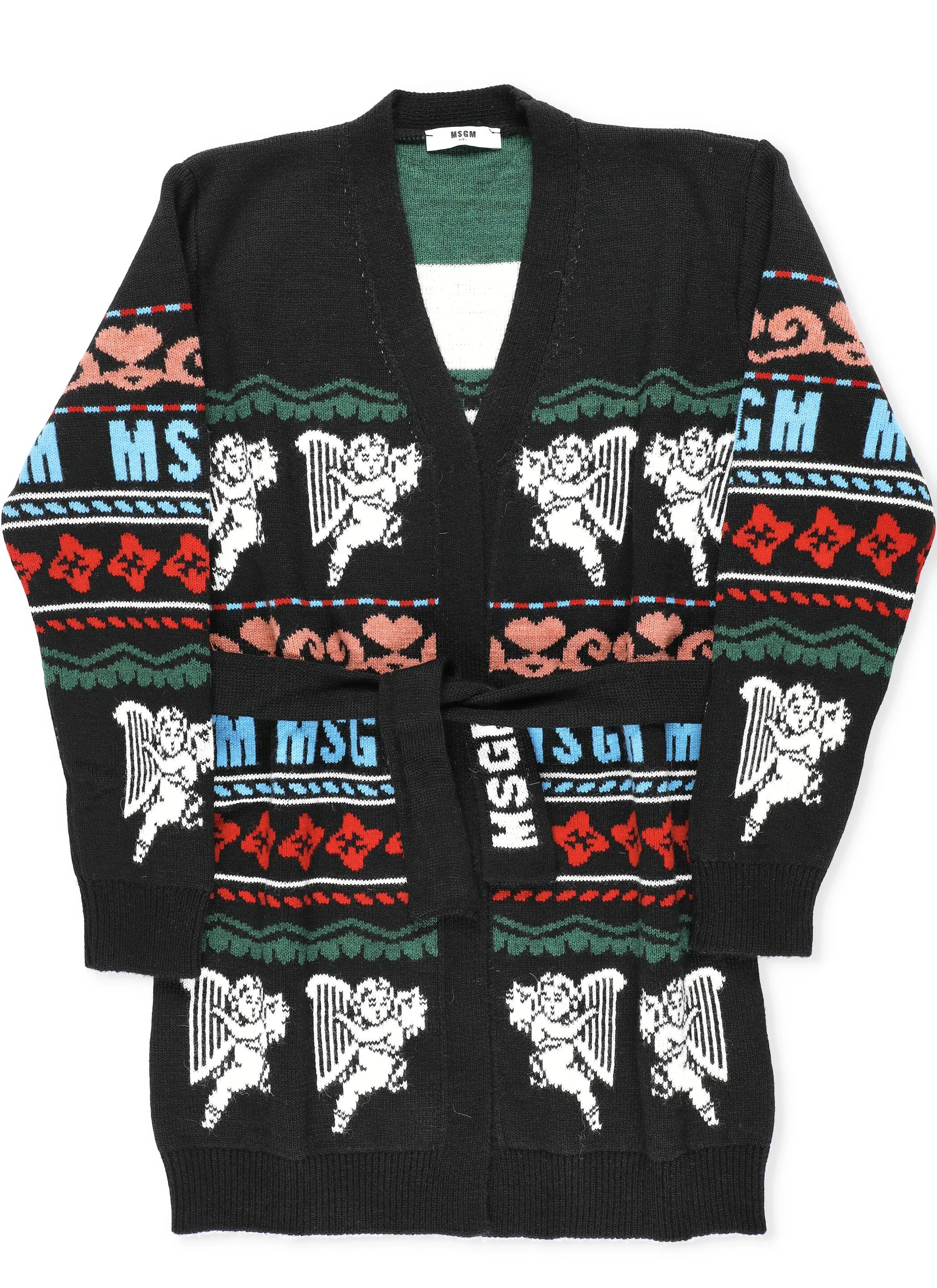 MSGM Kids Graphic Intarsia Cardigan