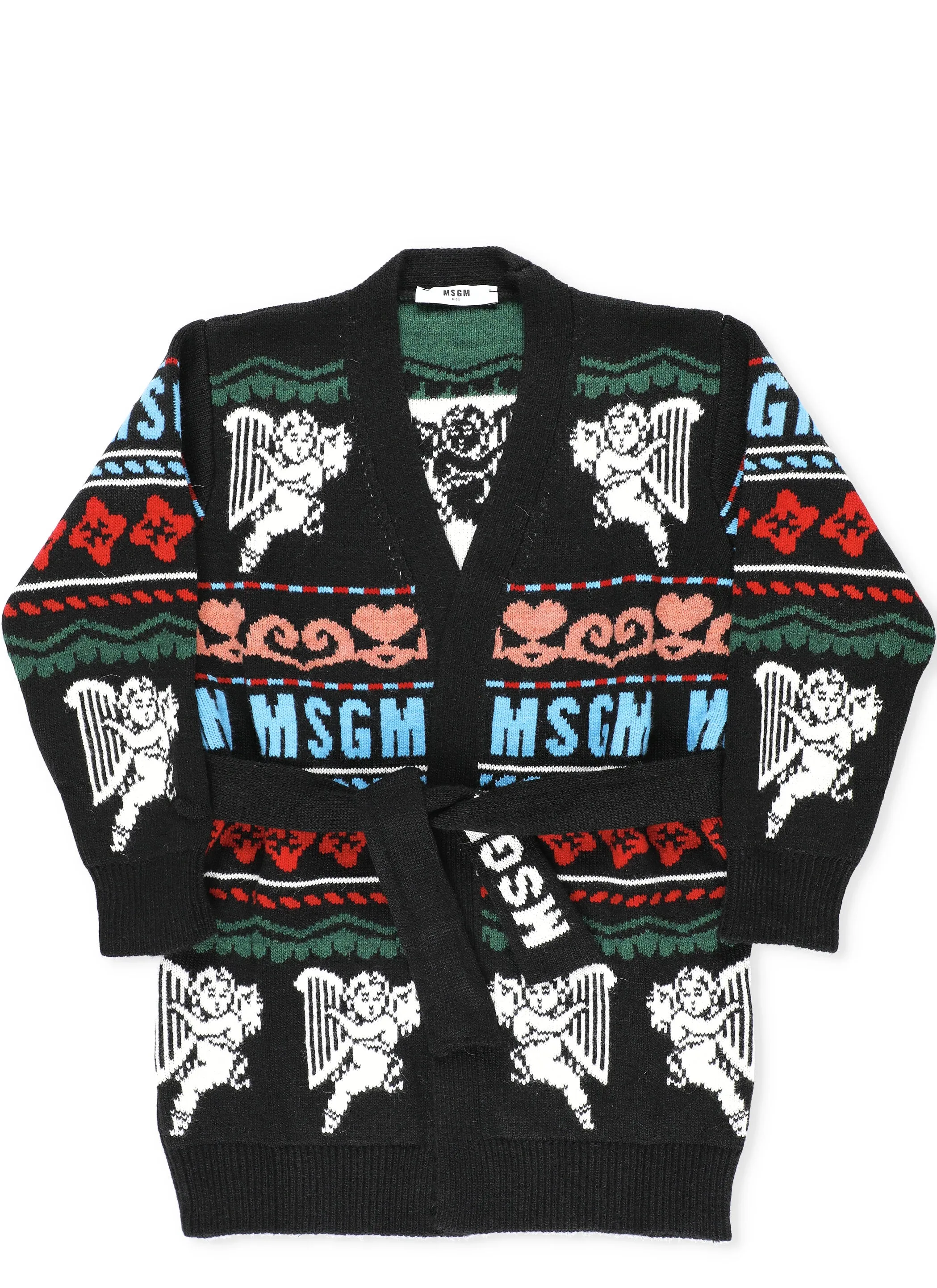 MSGM Kids Graphic Intarsia Cardigan