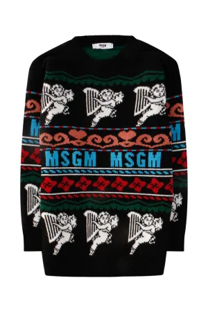 MSGM Kids Graphic Intarsia Jumper