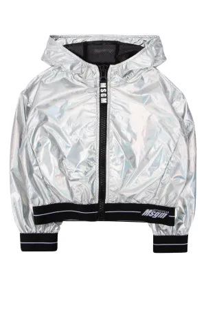 MSGM Kids Iridescent Effect Hooded Jacket