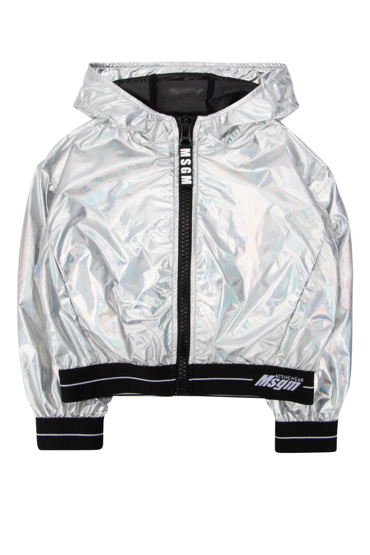 MSGM Kids Iridescent Effect Hooded Jacket