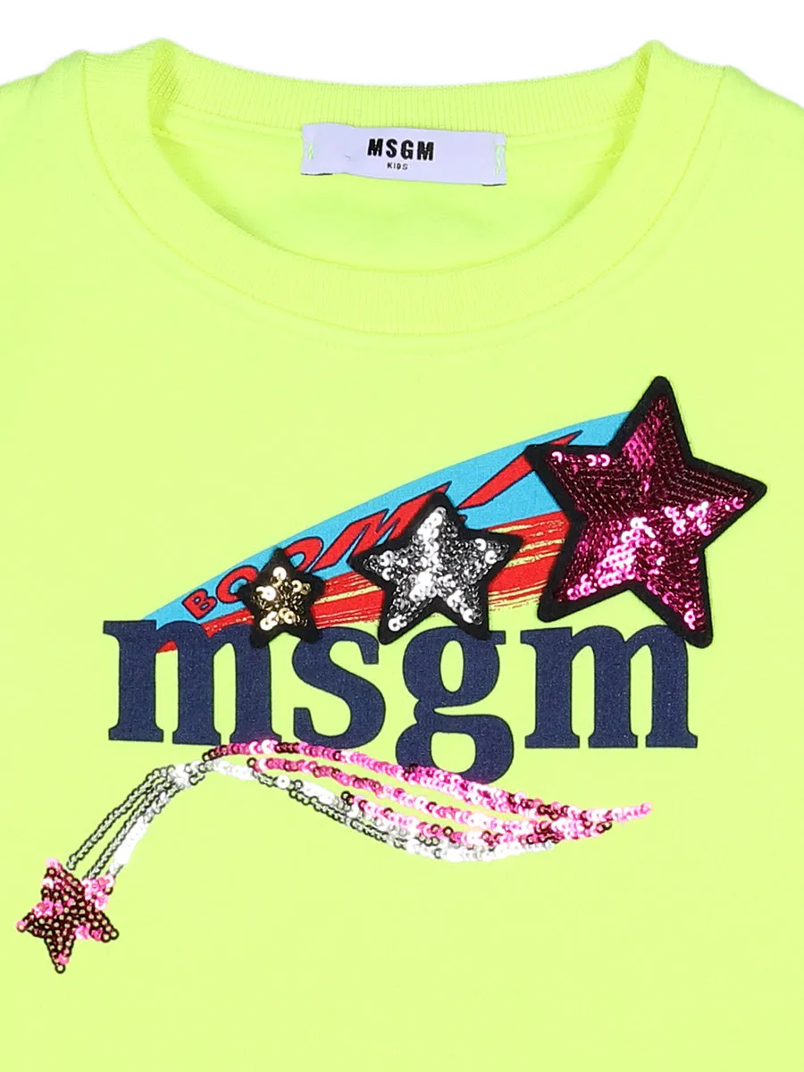 MSGM Kids Logo Print Crewneck Sweatshirt