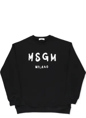MSGM Kids Logo Print Crewneck Sweatshirt
