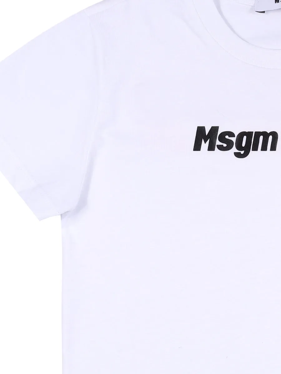 MSGM Kids Logo Print Crewneck T-Shirt