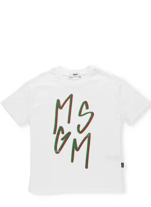 MSGM Kids Logo Print Crewneck T-Shirt
