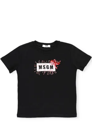 MSGM Kids Logo Print Crewneck T-Shirt