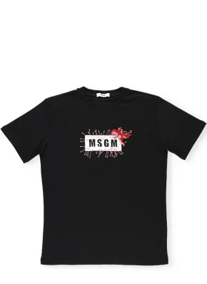 MSGM Kids Logo Print Crewneck T-Shirt