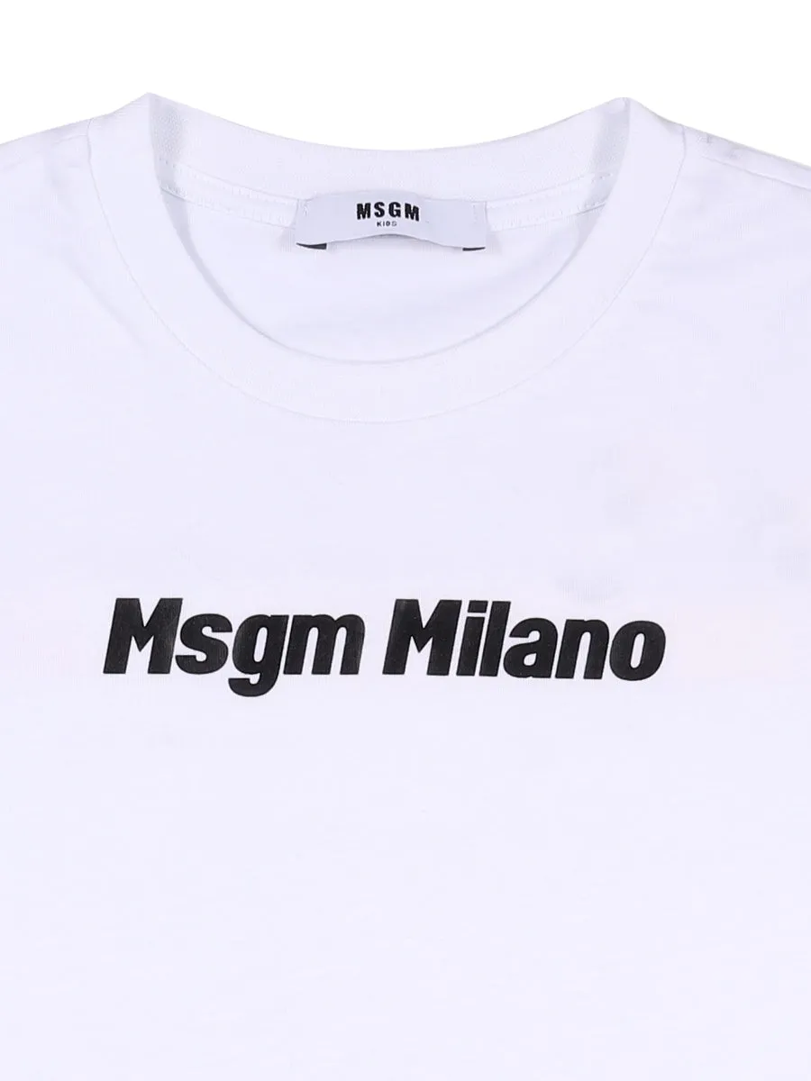 MSGM Kids Logo Print Crewneck T-Shirt