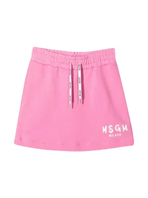 MSGM Kids Logo Print Drawstring Skirt