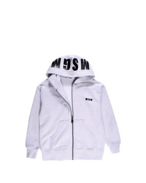 MSGM Kids Logo Print Zipped Hoodie