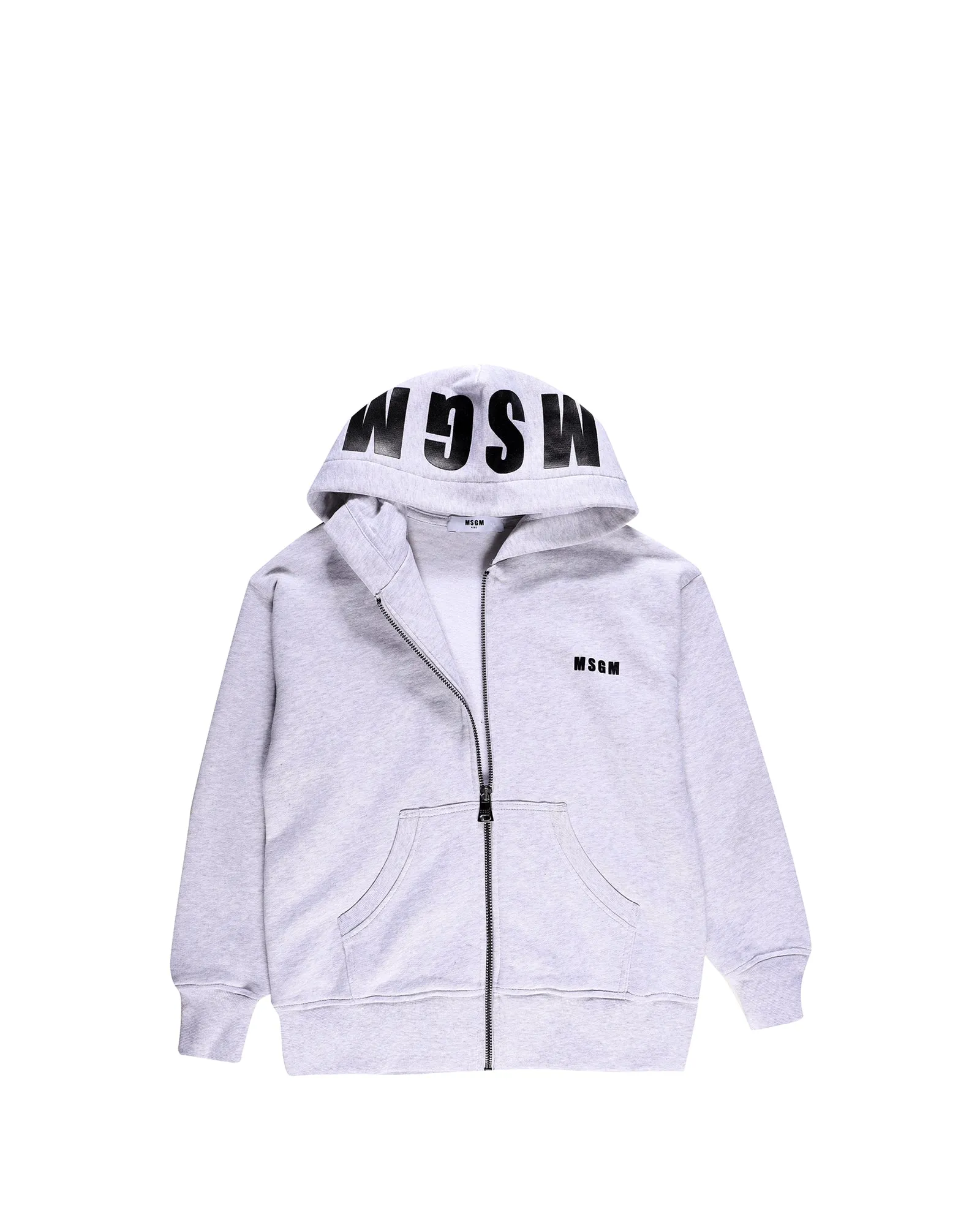 MSGM Kids Logo Print Zipped Hoodie