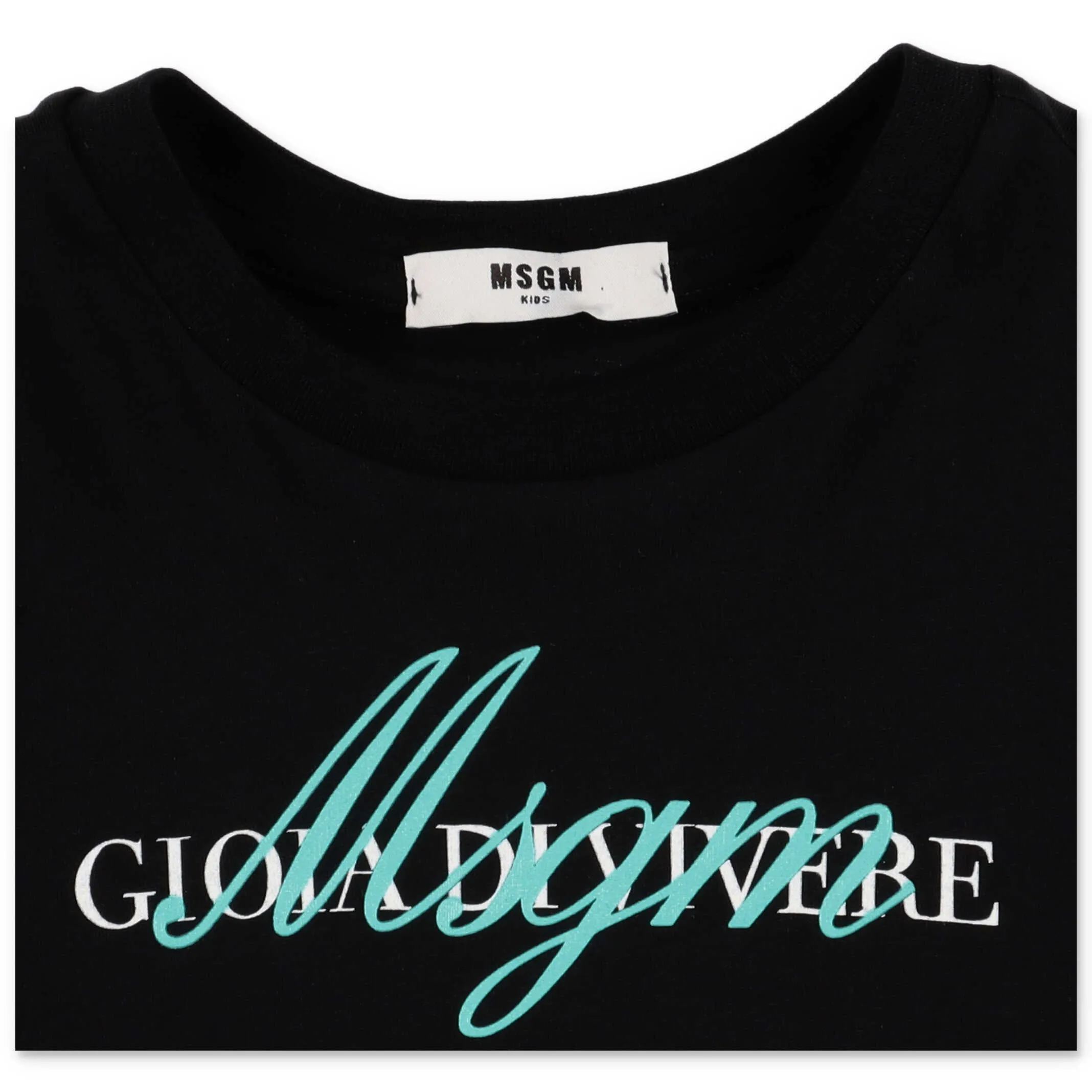 MSGM Kids Logo Printed Cropped T-Shirt