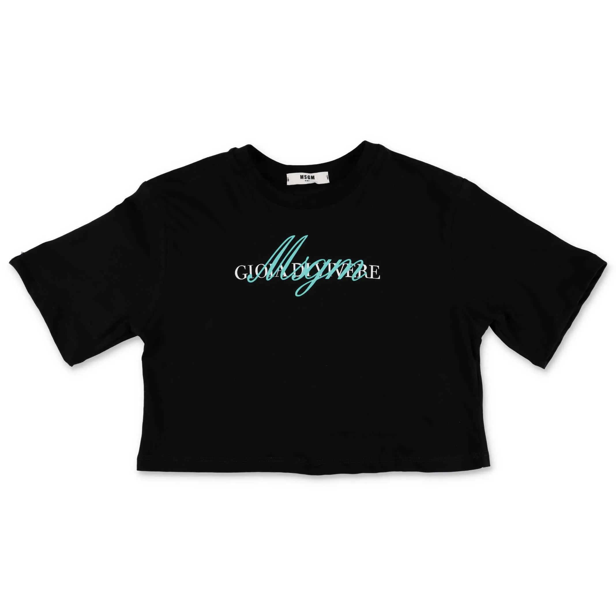 MSGM Kids Logo Printed Cropped T-Shirt