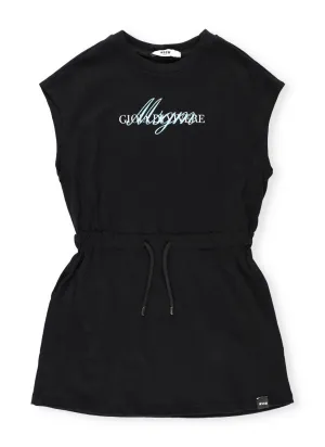 MSGM Kids Logo Printed Drawstring Dress