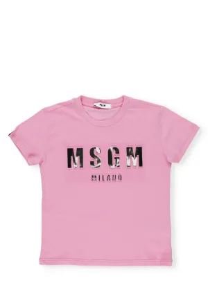 MSGM Kids Metallic Logo Effect T-Shirt