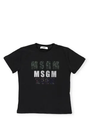 MSGM Kids Multi Logo Detail T-Shirt