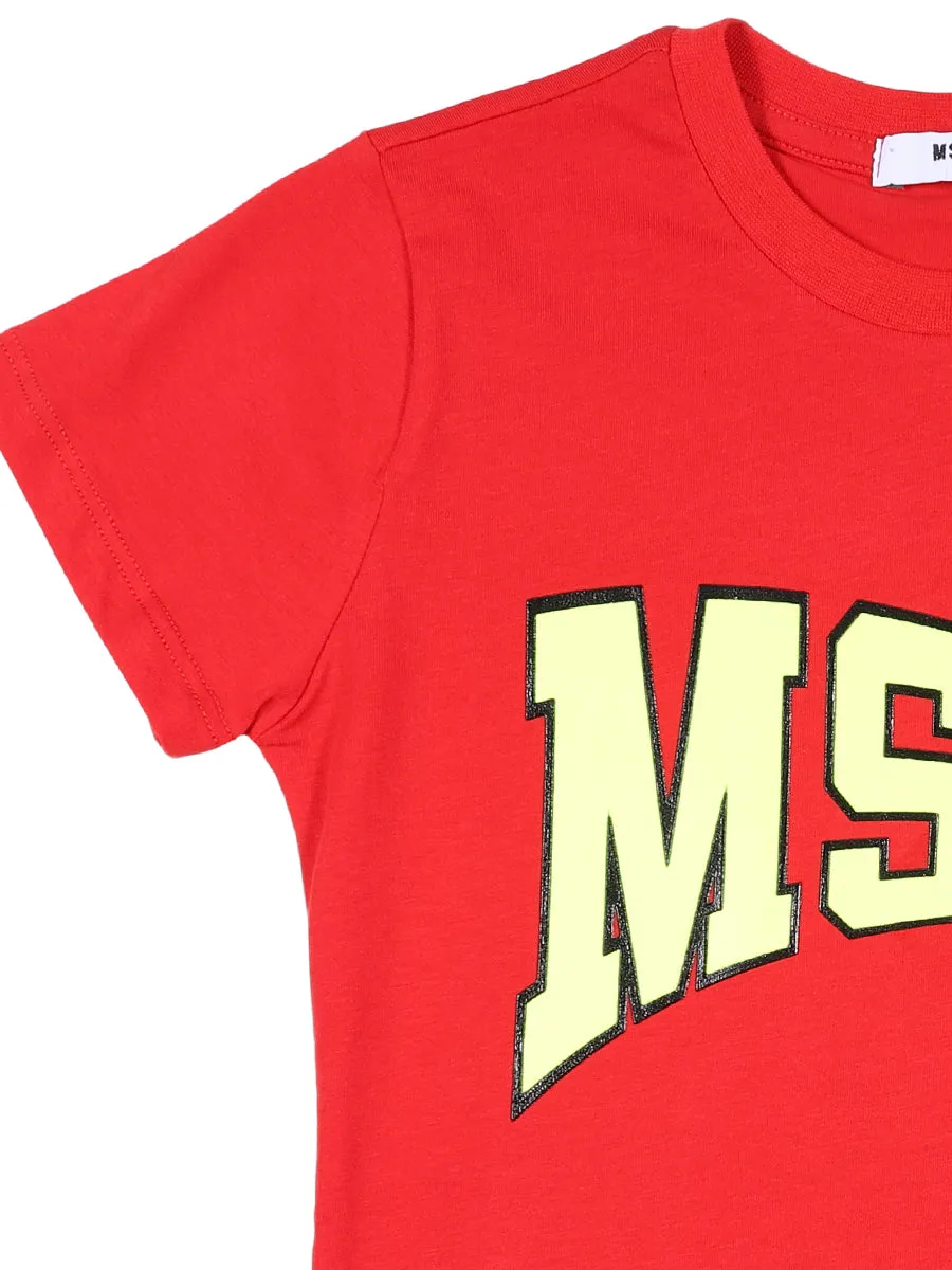 MSGM Kids Palm Tree Logo Print T-Shirt