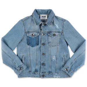 MSGM Kids Rear Logo Print Denim Jacket