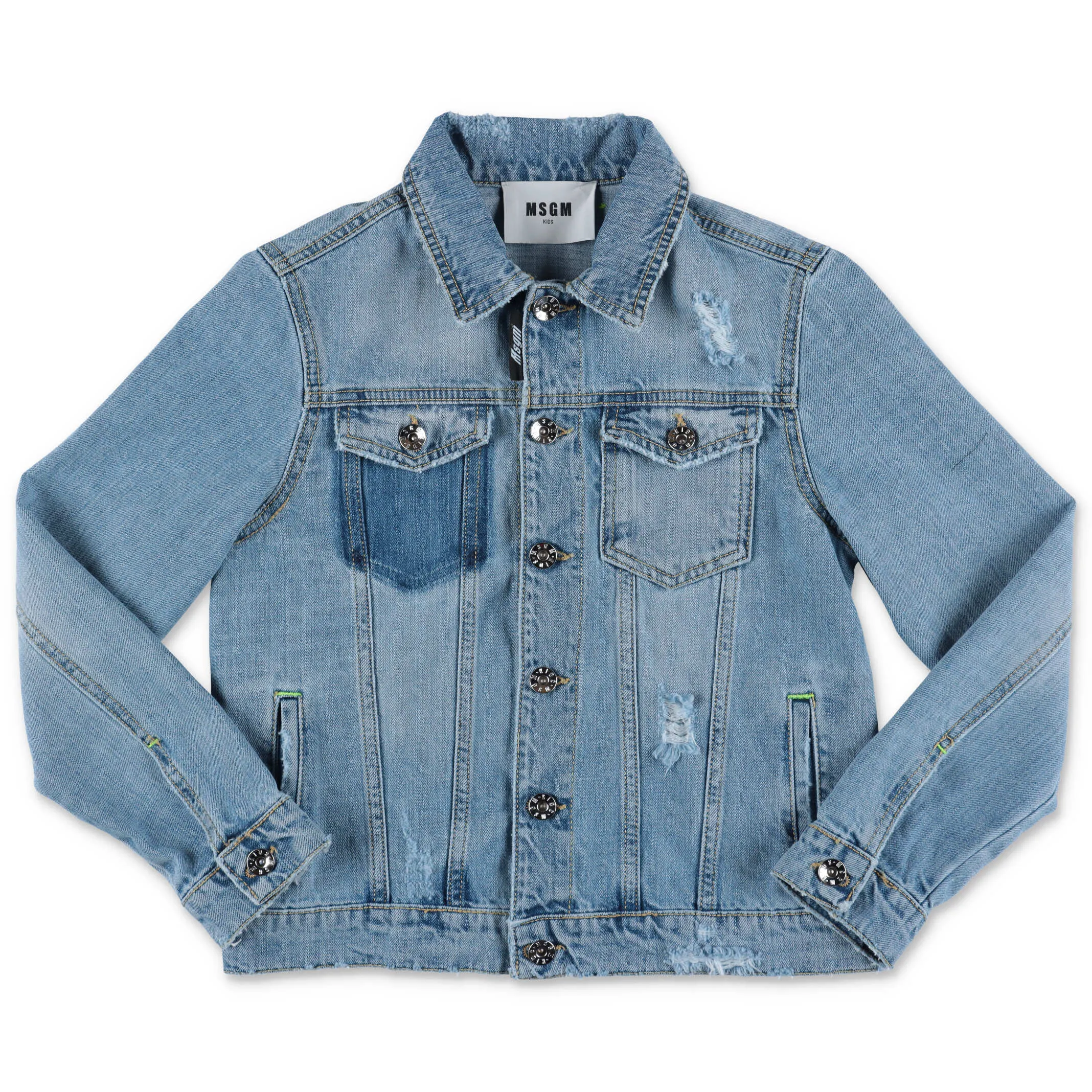 MSGM Kids Rear Logo Print Denim Jacket