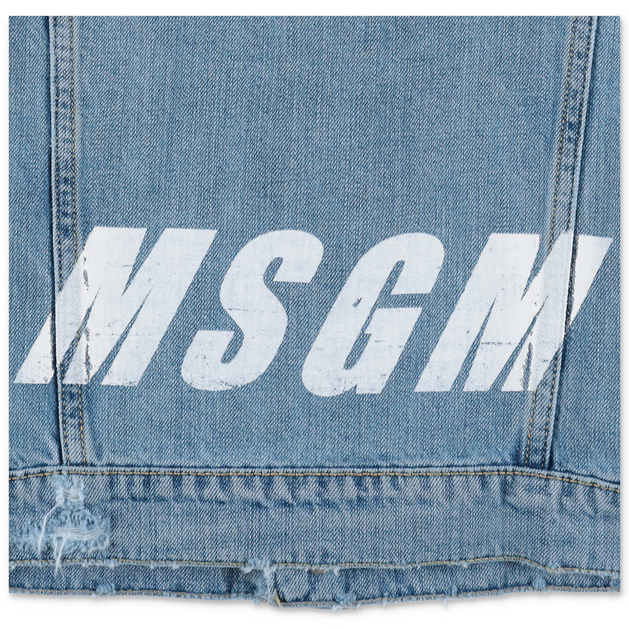 MSGM Kids Rear Logo Print Denim Jacket