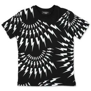 Neil Barrett Kids Allover Thunderbolt Printed T-Shirt