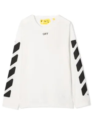 Off-White Kids Diag Printed Long Sleeve T-Shirt