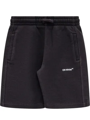 Off-White Kids Logo Embroidered Elastic Waist Shorts