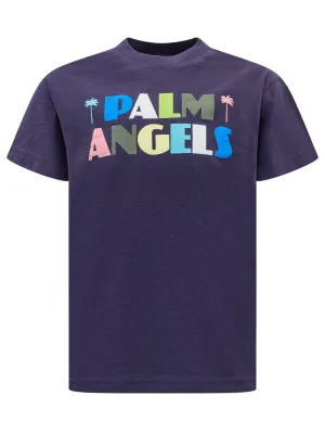 Palm Angels Kids Logo Print Crewneck T-Shirt