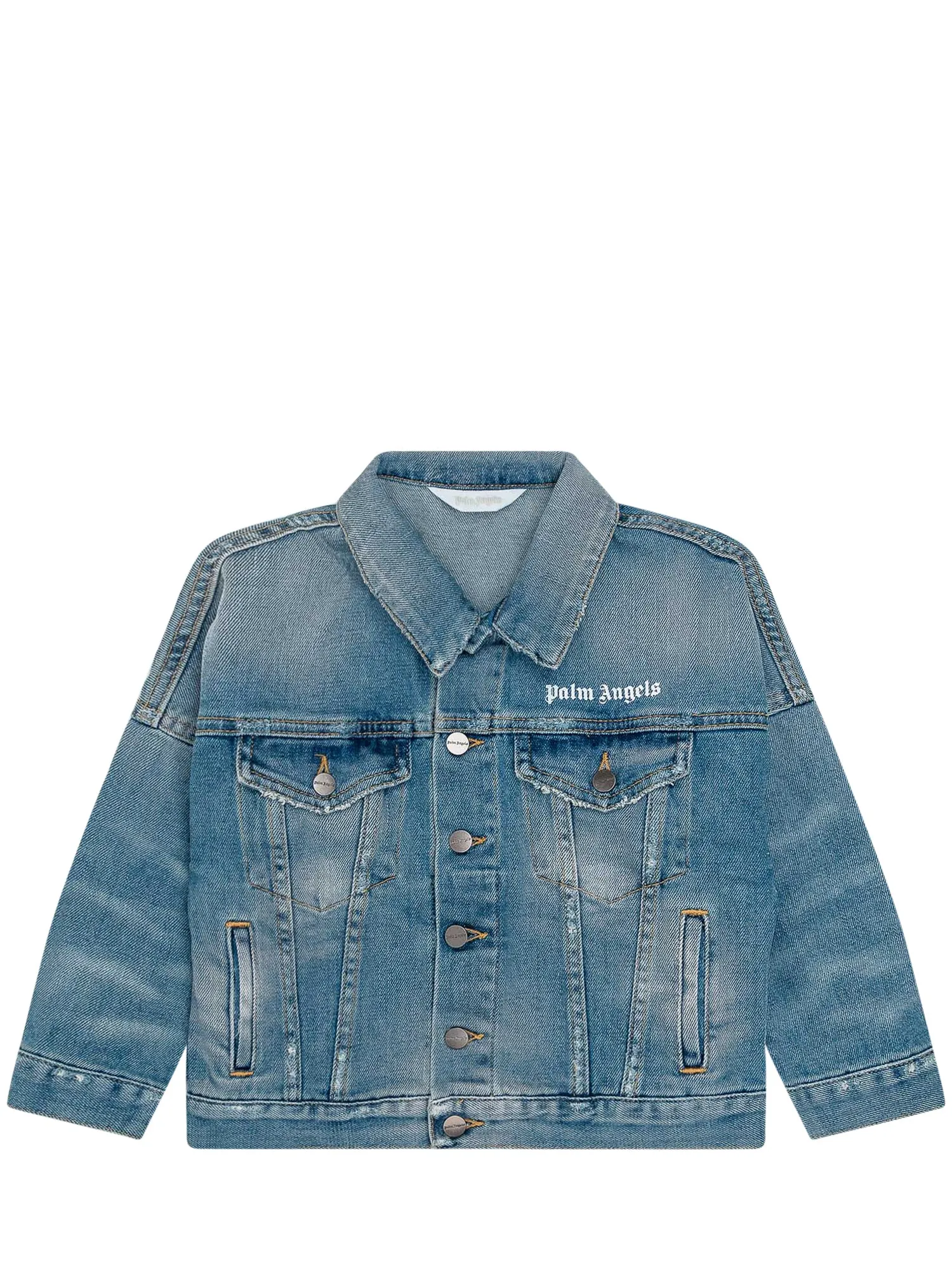 Palm Angels Kids Logo Print Denim Jacket