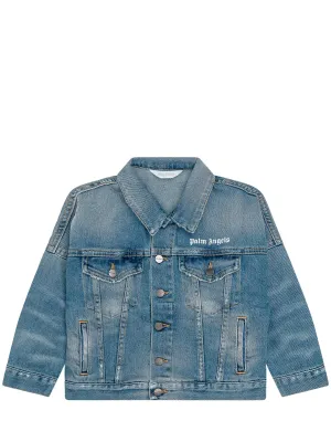 Palm Angels Kids Logo Print Denim Jacket