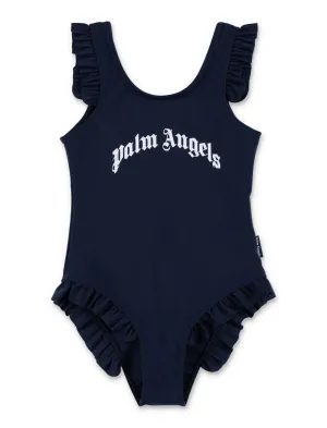 Palm Angels Kids Logo Printed Sleeveless One Piece Swimsuit