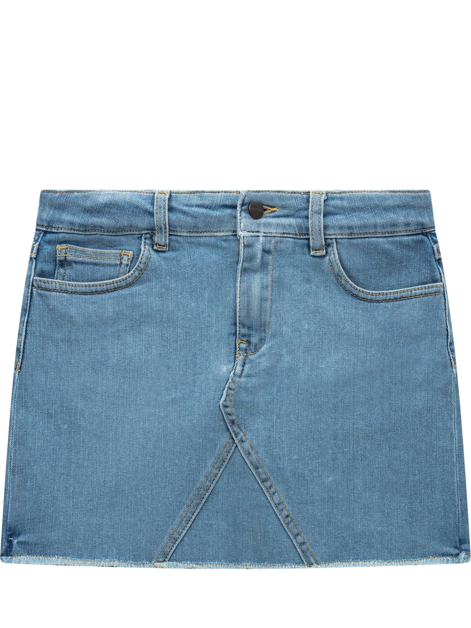 Palm Angels Kids Palm Tree Embroidered Denim Skirt