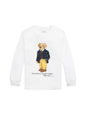Ralph Lauren Kids Polo Bear Print Crewneck Long-Sleeve T-Shirt