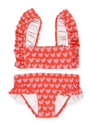 Stella McCartney Kids Heart Print Ruffled Bikini Set