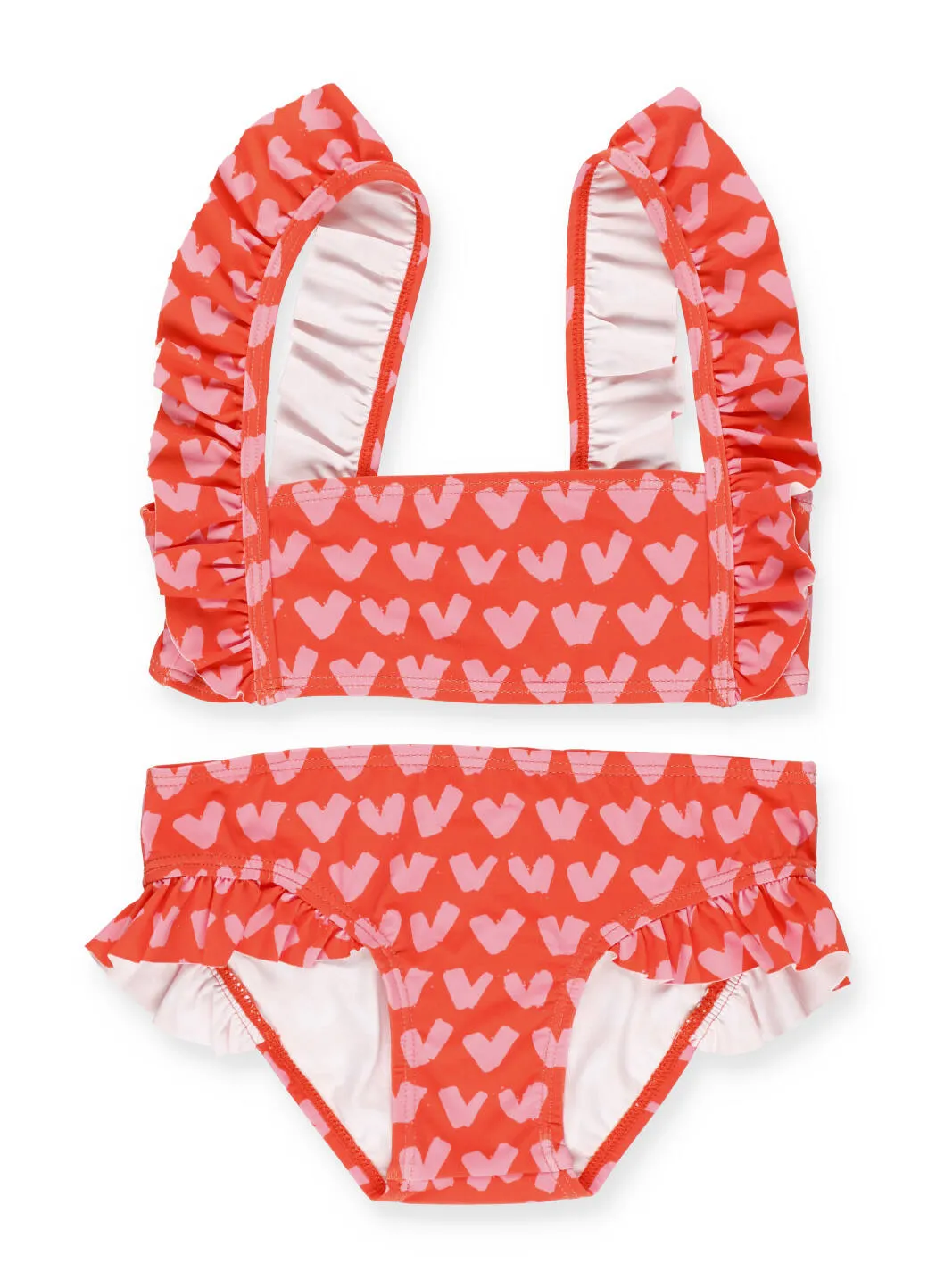 Stella McCartney Kids Heart Print Ruffled Bikini Set