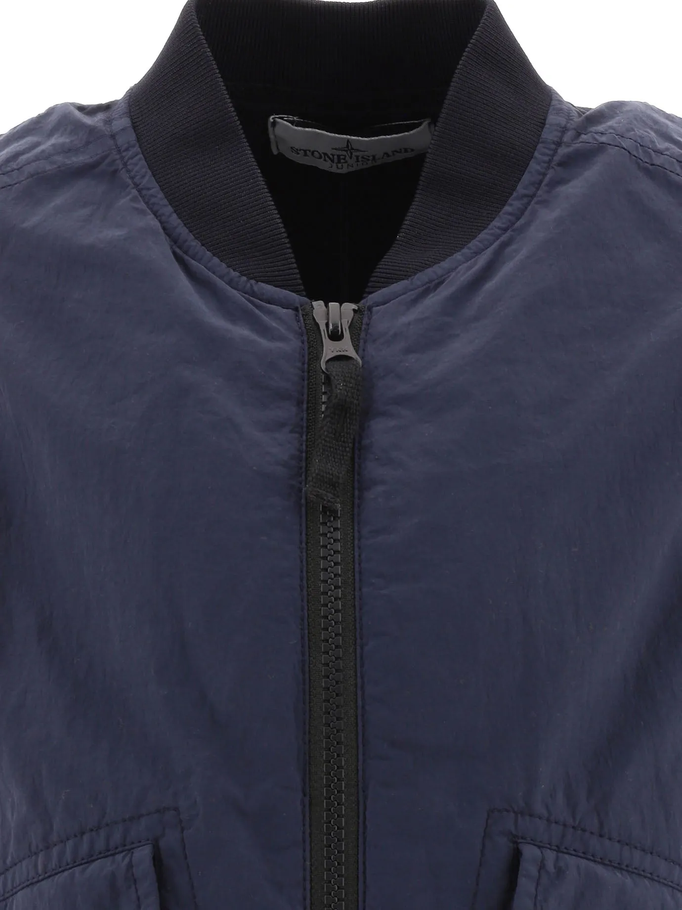 Stone Island Junior Logo Patch Zip-Up Bomber Jacket