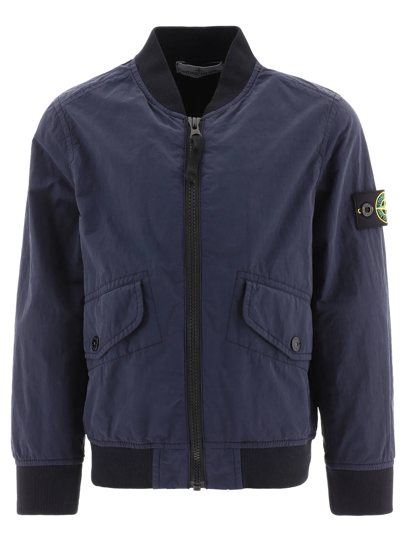 Stone Island Junior Logo Patch Zip-Up Bomber Jacket