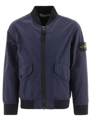 Stone Island Junior Logo Patch Zip-Up Bomber Jacket