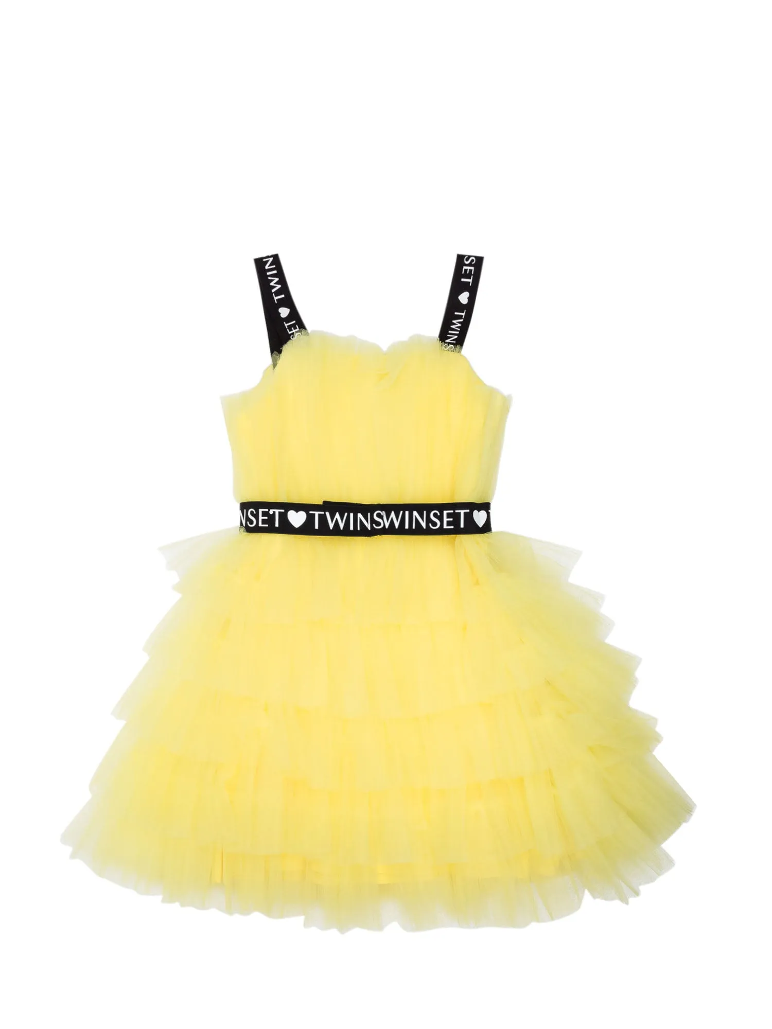 TWINSET Kids Logo Tape Ruffled Tulle Dress