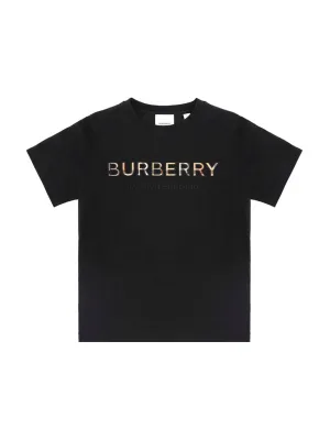 urberry Kids Checked Logo Embroidered T-Shirt