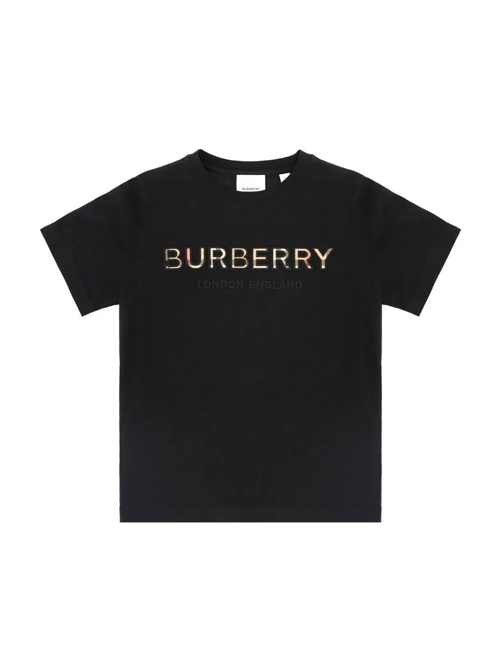 urberry Kids Checked Logo Embroidered T-Shirt