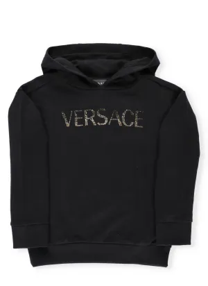 Versace Kids Crystal Embellished Logo Hoodie