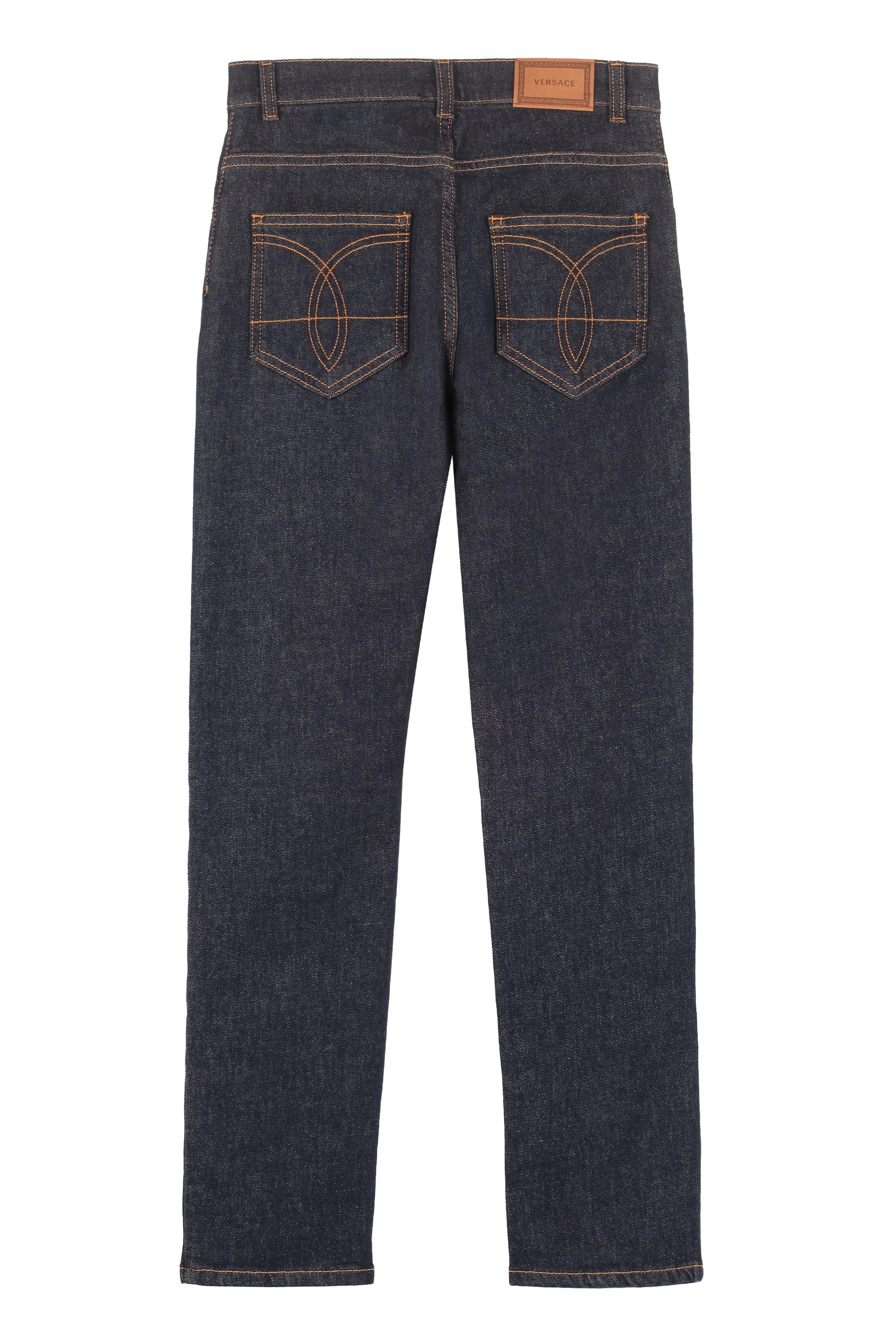 Versace Kids Logo Printed Straight Leg Jeans
