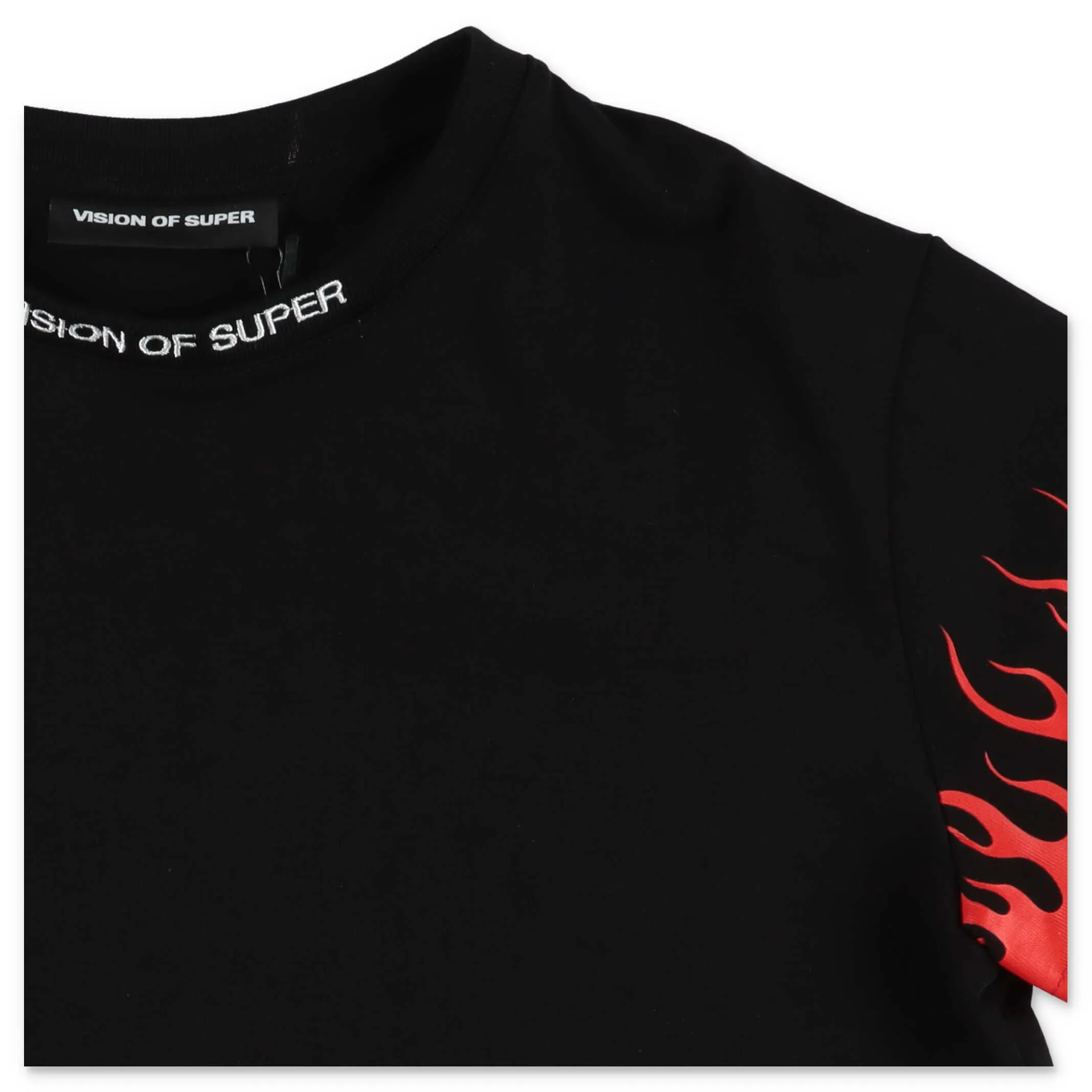 Vision Of Super Kids Flame Printed Crewneck T-Shirt