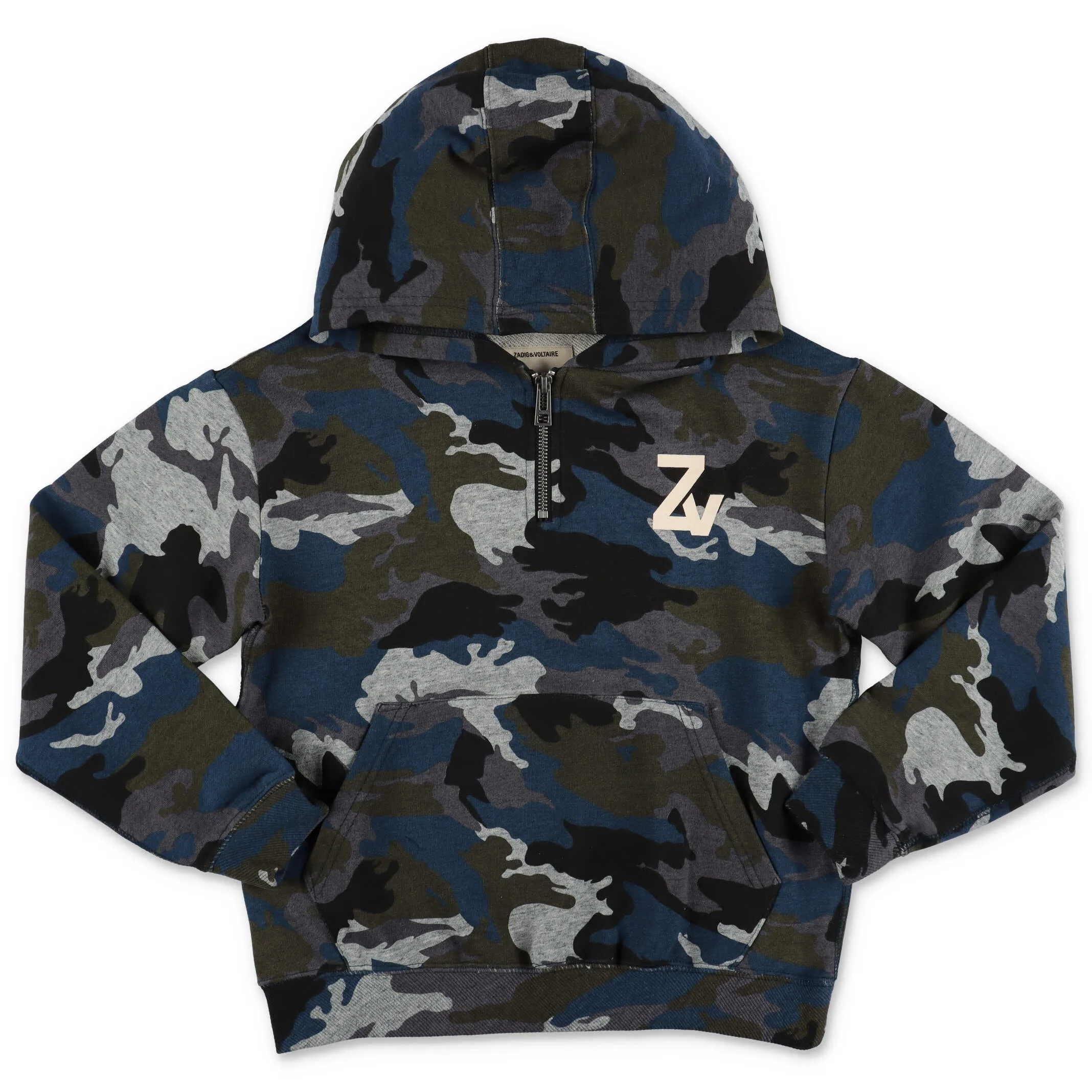 Zadig & Voltaire Kids Camouflage Print Half-Zip Hoodie